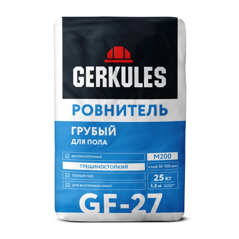 Ровнитель для пола Gerkules GF-27 грубый, слоем до 50 мм, 25 кг